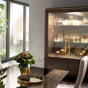 Adora Interiors Essenza Diningroom doors glass cabinet